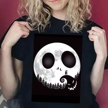 Кошмар перед Рождеством Футболка с коротким рукавом Топы Повседневные топы Крутой дизайн Одежда и аксессуары Футболки с 3D-принтом Для женщин S