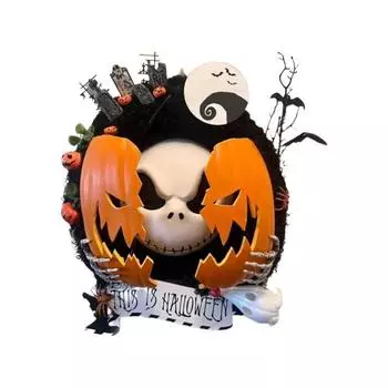 Кошмарная тыквенная гирлянда Хэллоуин Готическая тыква Призрак Подвесная дверная табличка для входной двери Украшение дома с привидениями A