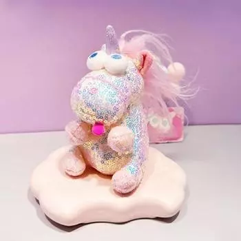 Косматый Джинню Креативный Плюшевый Мультяшный Подвесок Единорог с Пайетками для Девочки