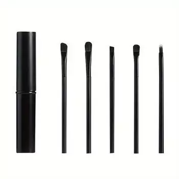 Косметические кисти для теней для век, 5 шт., портативные мини-кисти для макияжа глаз, набор для растушевки теней для век, подводки для глаз, кисти для бровей и губ чёрный