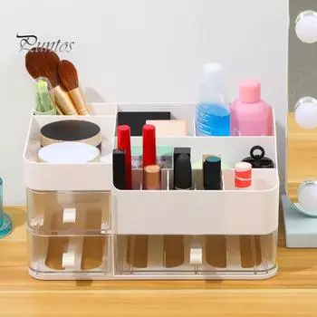 Косметические отсеки для хранения, дизайнерский органайзер для макияжа с прозрачными ящиками для домашней ванной комнаты белый