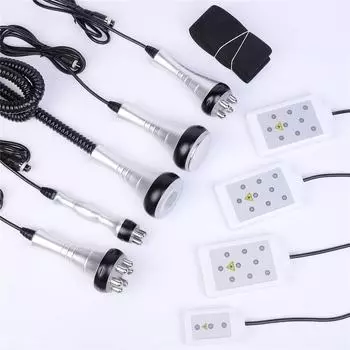 Косметический аппарат «шесть в одном» с головкой 40К, 3-полюсной, 4-полюсной и 6-полюсной рукоятками, вакуумной рукояткой, лазерной пластиной и аксессуарами для ремня Straps чёрный