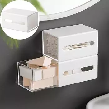 Косметический хлопок Настенный ящик для хранения ювелирных изделий Ящик для хранения тампонов Ванная комната 10*6.5*5.5cm