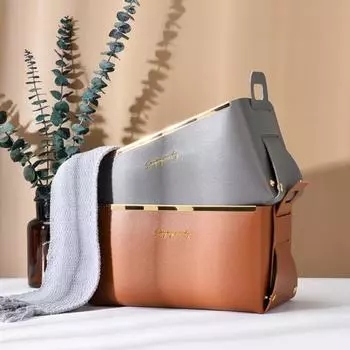 Косметический контейнер большой емкости складной из искусственной кожи творческий настольный ящик для хранения для дома светло-серый