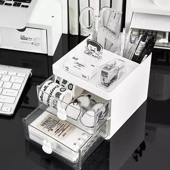 Косметический настольный ящик для хранения косметики, органайзер для ящика для макияжа, простой держатель для ручек, прозрачный акриловый ящик для хранения косметики