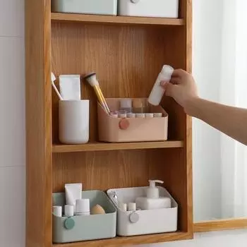 Косметический органайзер контрастного цвета, экономящий место, пластиковый разделенный большой емкости, настольный ящик для хранения вещей для гардеробной розовый