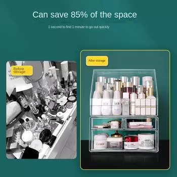 Косметический ящик для хранения пылезащитный настольный ящик для хранения средств по уходу за кожей большой емкости туалетный столик акриловая полка