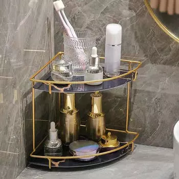 Косметический туалетный столик в ванной комнате для хранения вещей Black Double Layer B