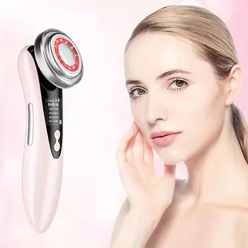 Косметическое устройство Бытовое устройство для массажа лица Фотонное омоложение Красный и синий свет Введение Очистка лица Подтягивающее и подтягивающее косметическое устройство розовый