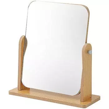 Косметическое зеркало, деревянное настольное зеркало, зеркало для макияжа, зеркало на туалетном столике, настольное зеркало с поворотом на 360°, квадратное зеркало 22 x 23,5 см