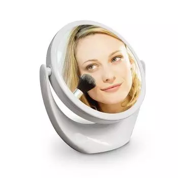 Косметическое зеркало для макияжа с подставкой, 1X/5X увеличение, двухстороннее, вращающееся на 360 градусов, портативное зеркало с увеличением белый