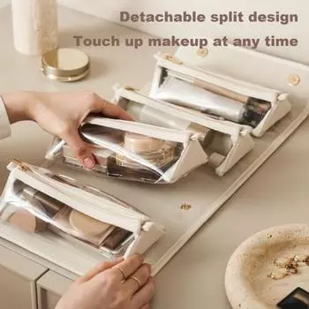 Косметичка Большая вместимость Искусственная кожа Съемные разделители Несколько отделений Большое отверстие коричневый