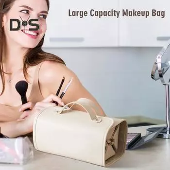 Косметичка Большая вместимость Искусственная кожа Съемные разделители Несколько отделений Большое отверстие для легкого доступа Водонепроницаемый Бизнес Короткие поездки коричневый