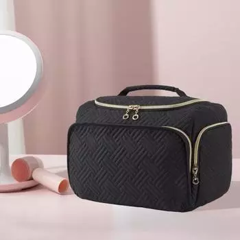 Косметичка Большая вместимость Вышитая застежка-молния Широкое горлышко с ручкой Несколько отделений Деловая сумка для коротких поездок Кейс для хранения туалетных принадлежностей