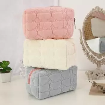 Косметичка большой емкости Comtable Touch пыленепроницаемая портативная облачная форма мягкая плюшевая косметическая сумка розовый