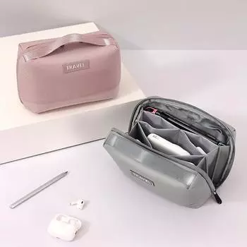 Косметичка большой емкости органайзер для косметики с верхней ручкой держатель для кистей водонепроницаемый несколько карманов для путешествий розовый