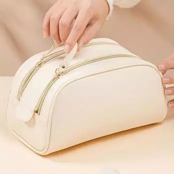 Косметичка большой вместимости, мягкая, многофункциональная зелёный