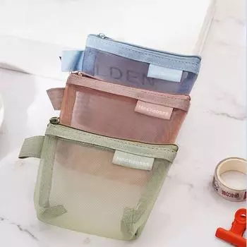 Косметичка для губной помады, мини-кошелек для монет, сумка для мелких предметов, свежая цветная сумка для карточек, симпатичная прозрачная сетчатая сумка в подарок синий