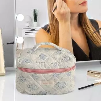Косметичка для хранения 2 размеров с цветочным принтом и принтом котенка, застежка-молния с ручкой, большая вместимость, складная дорожная сумка для деловых поездок M розовый