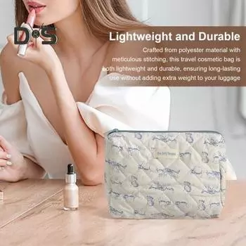 Косметичка для хранения 2 размеров с цветочным принтом и принтом котенка, застежка-молния с ручкой, большая вместимость, складная дорожная сумка для деловых поездок M розовый