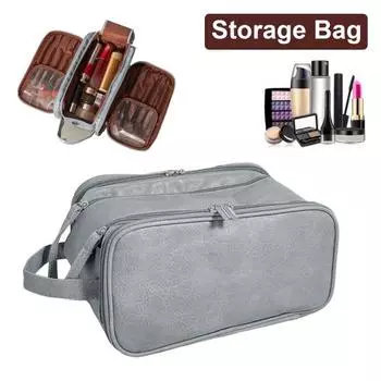 Косметичка для хранения Гладкая искусственная кожа Водонепроницаемая застежка-молния Прочные стяжки Разделы Портативная деловая дорожная косметичка розовый