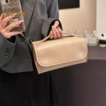 Косметичка для хранения со съемными отделениями, вместительная, на молнии, дорожная косметичка, органайзер для косметики с ручкой хаки