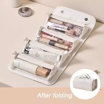 Косметичка для хранения со съемными отделениями и ручкой, водонепроницаемая дорожная косметичка большой емкости