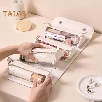 Косметичка для хранения со съемными отделениями и ручкой, водонепроницаемая дорожная косметичка большой емкости молочный белый