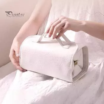 Косметичка для хранения со съемными отделениями и ручкой, водонепроницаемая дорожная косметичка большой емкости молочный белый