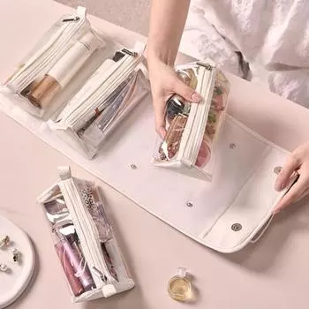 Косметичка для хранения со съемными отделениями и ручкой, водонепроницаемая дорожная косметичка большой емкости