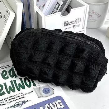 Косметичка для хранения туалетных принадлежностей Кисти для макияжа Карандаш для бровей Помада Футляр для женщин и девочек Kawaii Puffs Сумочка-органайзер белый