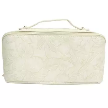 Косметичка для макияжа Большая вместимость Рельефный узор Многофункциональный разделитель PU кожа Макияж