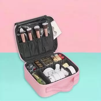 Косметичка для путешествий Косметичка для путешествий Косметичка с регулируемыми разделителями для косметики Кисти для макияжа Розовый дорожный косметичка розовый
