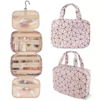 Косметичка для влажного и сухого хранения, водонепроницаемая, складная, большой емкости, косметичка розовый