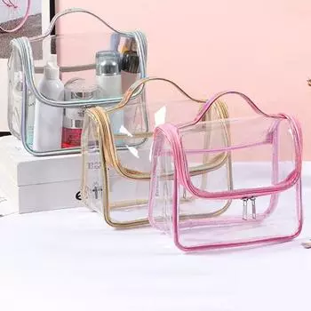 Косметичка Ins Style, ПВХ, прозрачная, прочная, водонепроницаемая, просторная косметичка для путешествий, аксессуары для хранения чёрный