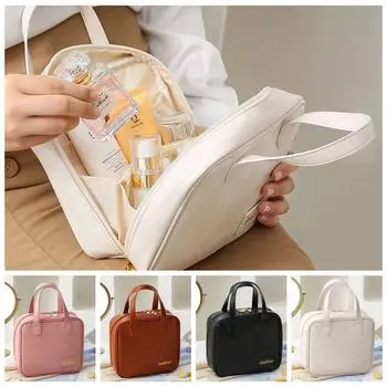 Косметичка из искусственной кожи с буквами, маленькая квадратная сумка, переносная дорожная косметичка для женщин/девочек белый