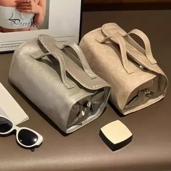 Косметичка из искусственной кожи, съемная, 4 в 1, сворачивающаяся, органайзер для макияжа, многосекционная, дорожная, косметичка для женщин 1pc белый