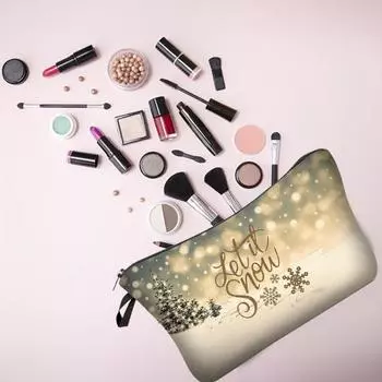 Косметичка из полиэфирного волокна многоразовая полезная веселая рождественская косметика E