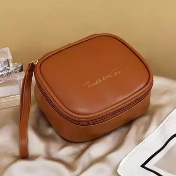 Косметичка из ПУ, водонепроницаемая гигиеническая сумка для хранения салфеток, сумка для помады, пакет для менструации, портативная дорожная сумка для хранения коричневый