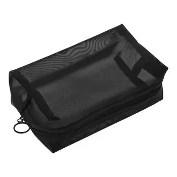 Косметичка из сетчатой пряжи с застежкой-молнией, сумка-органайзер для косметики A