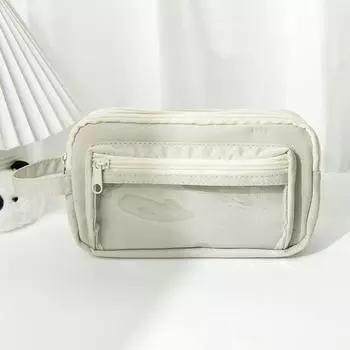 Косметичка Эстетическая сумка-карандаш Большая вместительная подставка для карандашей Простая канцелярская сумка для студентов белый