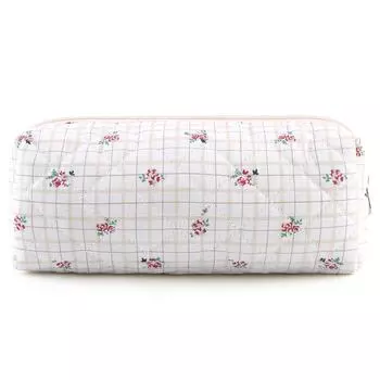 Косметичка-клатч, эстетическая стеганая косметичка, большая вместительная косметичка для кистей D