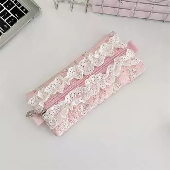 Косметичка Кружевная Сумочка для Карандашей Свежая Сумка для Хранения Канцелярских Принадлежностей Цветочный Узор Пенал Девочка Сумка для Ручек Style K