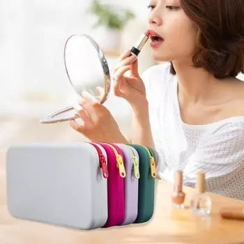 Косметичка на молнии, портативная силиконовая сумка для хранения косметики со съемным ремешком для домашних путешествий фиолетовый