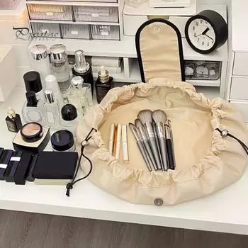 Косметичка на шнурке, большая вместительная портативная ручка, водонепроницаемая искусственная кожа, многофункциональная дорожная косметичка, косметичка-органайзер, чехол коричневый