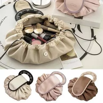 Косметичка на шнурке, большая вместительная портативная ручка, водонепроницаемая искусственная кожа, многофункциональная дорожная косметичка, косметичка-органайзер, чехол коричневый