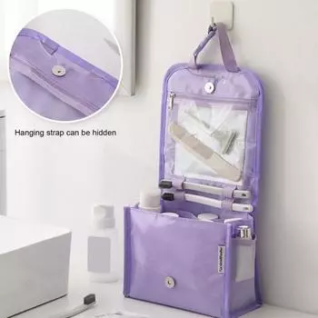 Косметичка Органайзер для кистей для макияжа Водонепроницаемая складная конструкция Большая вместимость Подвесной органайзер для туалетных принадлежностей для путешествий с застежкой-молнией бежевый