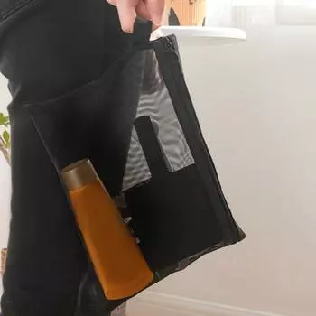 Косметичка Прозрачная застежка-молния Большое отверстие Портативный Легкий вес для поездок на работу Дорожная косметичка Ключ для наушников Сетчатая сумка для туалета S серый