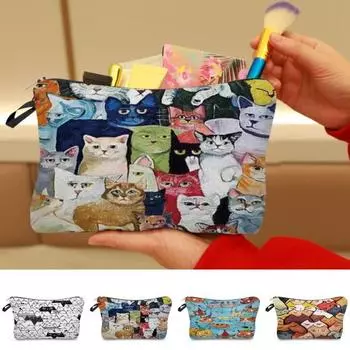 Косметичка с 3D животным принтом, компактная женская милая износостойкая сумка для хранения дома A