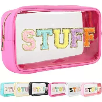 Косметичка с буквами в виде патчей, прозрачная женская косметичка, водонепроницаемая нейлоновая косметичка, органайзер для туалетных принадлежностей для путешествий